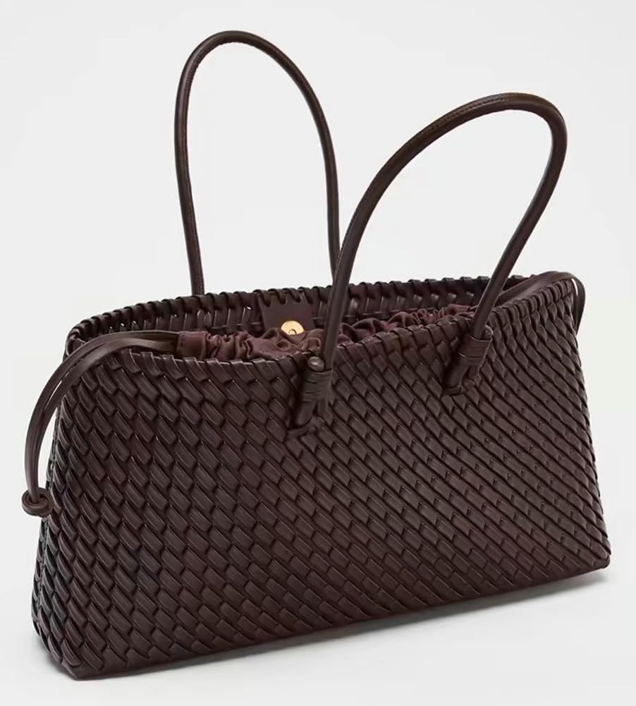 2 Pcs Slouchy PU Leather Woven Tote Bag Women Underarm Shoulder Satchel Bag Hobo Bags Crossbody Purse Top Handle Tote Handbag