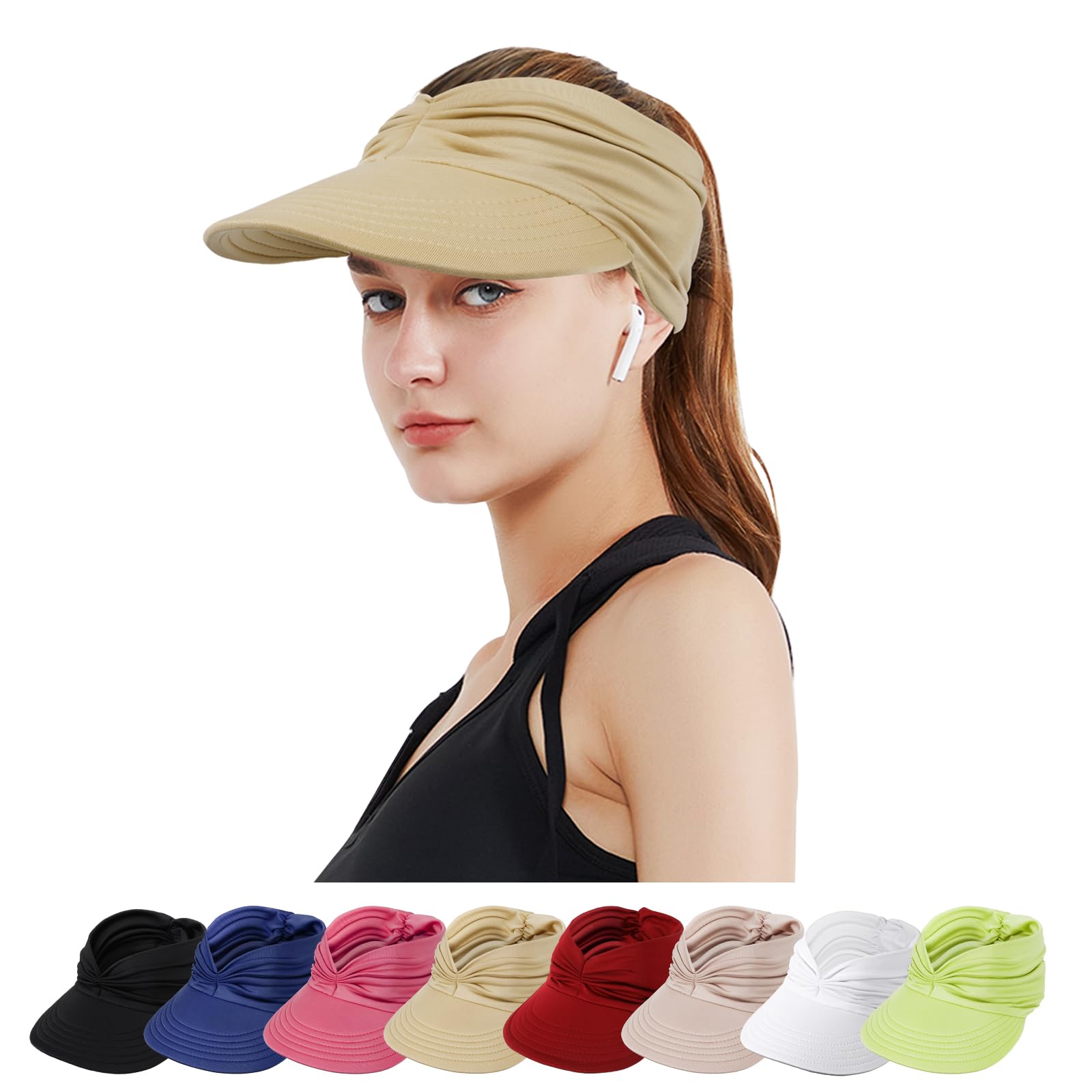 TAGVO Visera Mujer Verano,Gorro Anti-UV para Plegable Sombrero Peso Ligero Visera De Playa para el Sol de al Aire Libre Correr Tenis Golf Deportes de Playa Mujeres Senderismo