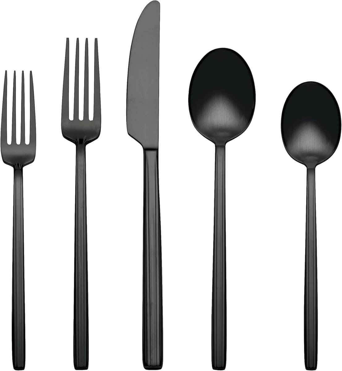 Oneida Dean Black Satin 20-Piece 18/0 Silverware Set for 4, Flatware | black, dishwasher safe | includes knives, forks, and spoons | heavy duty, cutlery set, utensil set, wedding silverware
