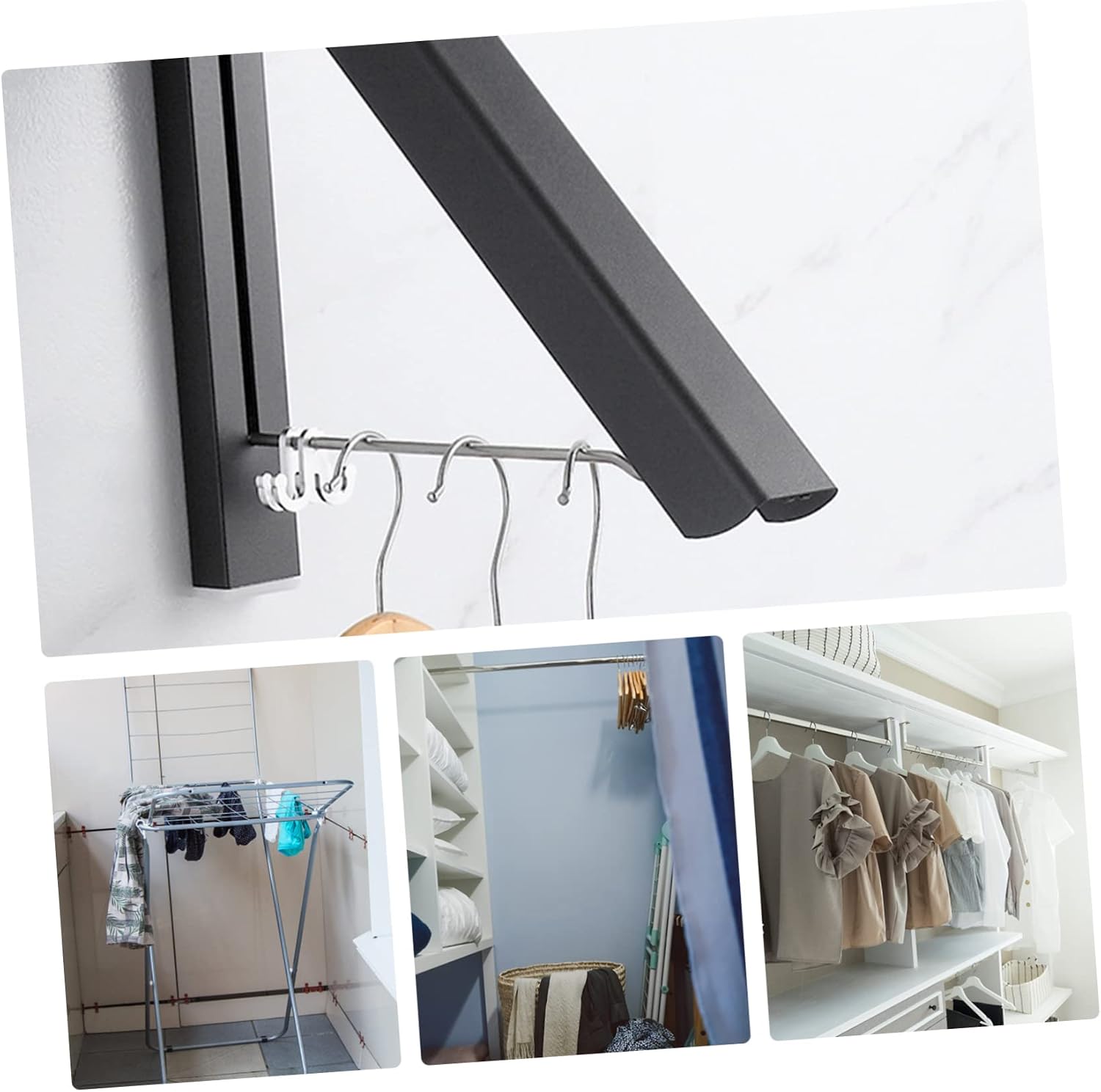 Outdoor Wall Mounted Retractable Clothesline Aluminum Clothes Drying Rack Hanger