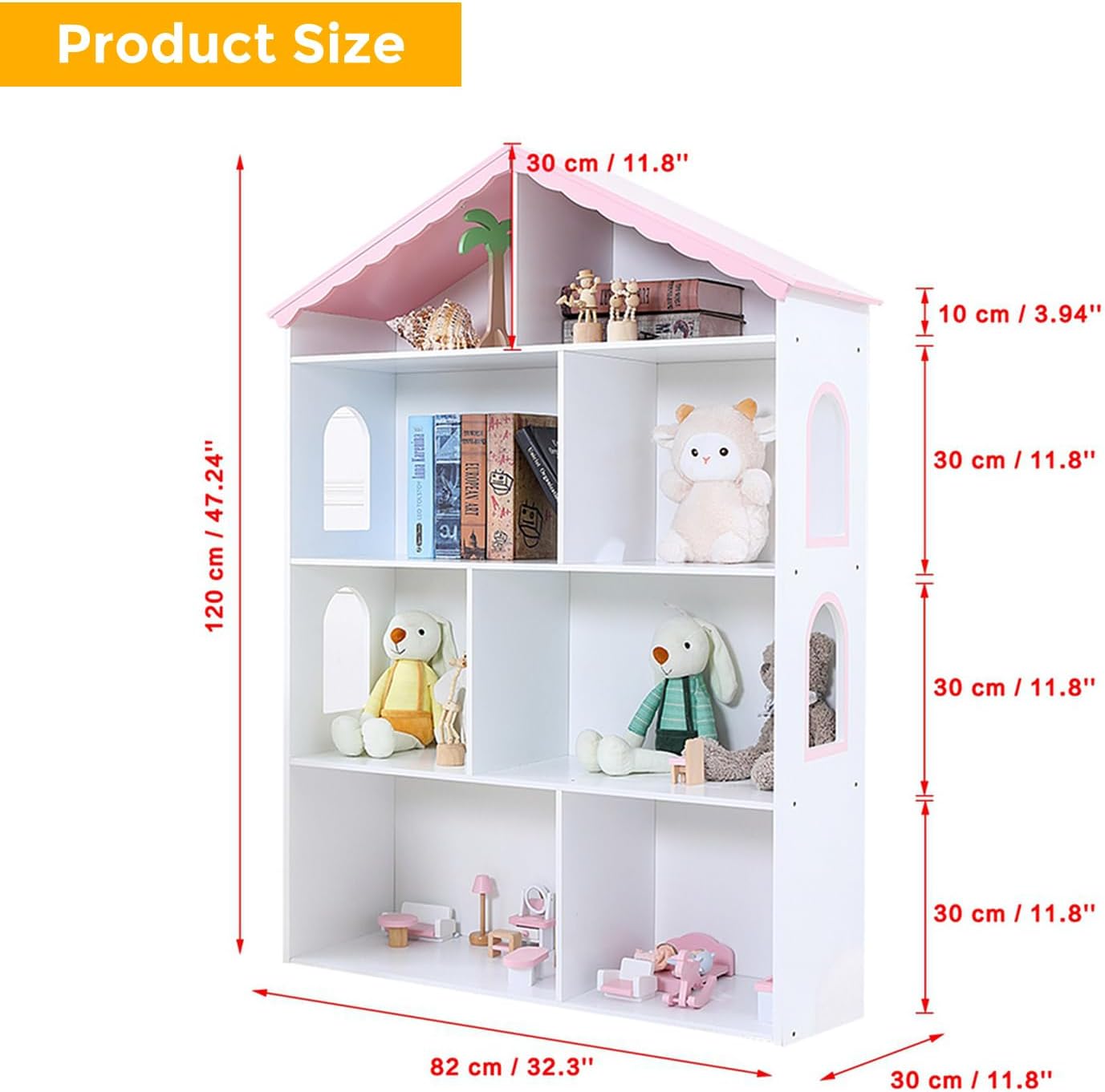 ITEFDTUTNE Toys Storage Cabinet Kids Toy Storage Organizer Wooden Toy (Pink and White)
