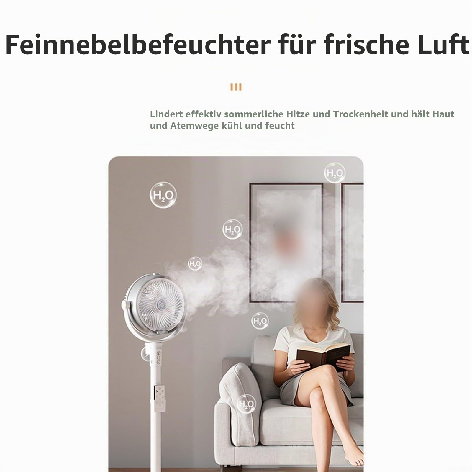 Tragbarer Außenventilator mit Fernbedienung, 4 Geschwindigkeiten, oszillierender Sockel-Sprühkühler mit Timer für Terrasse, Garten, Camping, ABS-Konstruktion (schwarz)