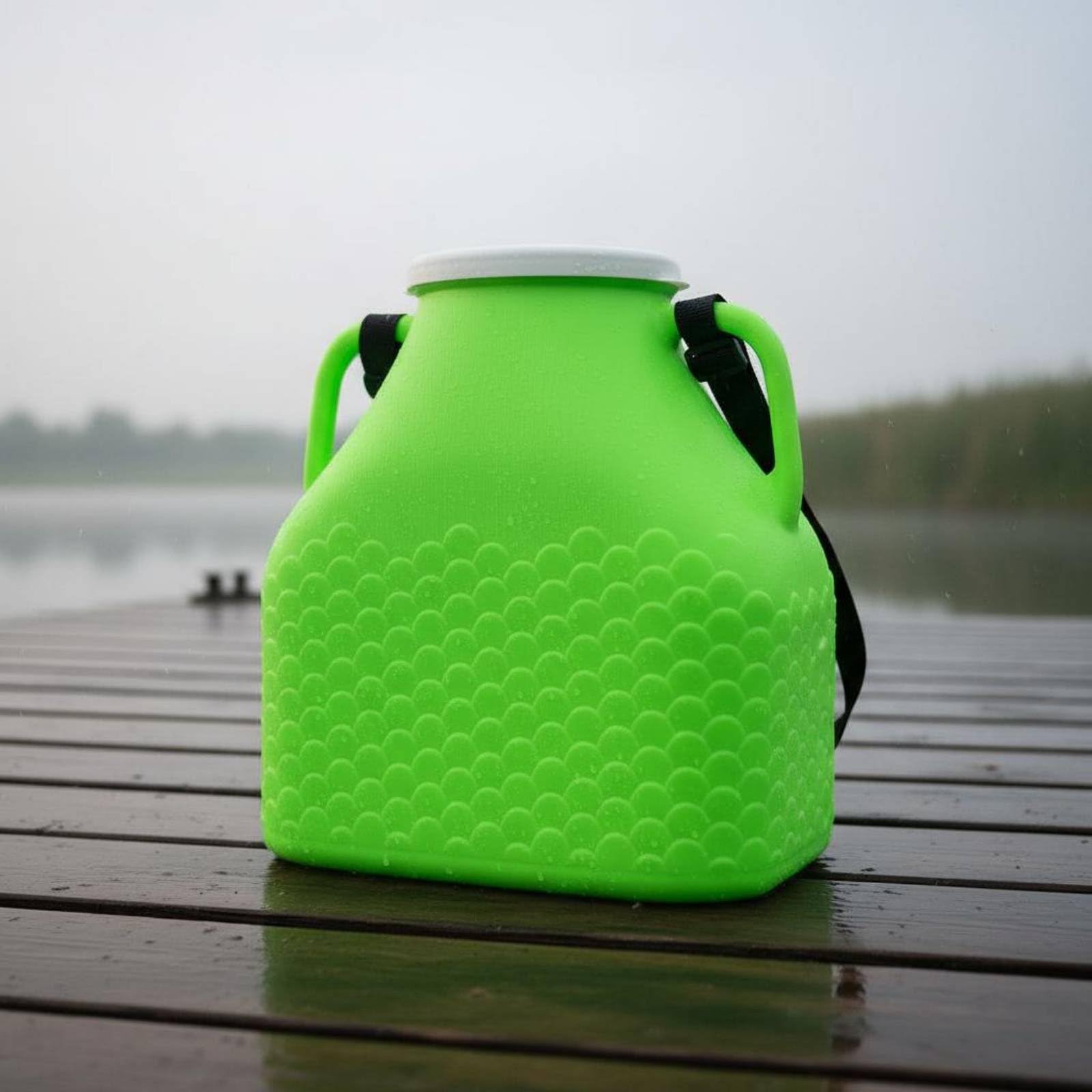 Seau de Pêche avec Bandoulière Imperméable Boîte à Poissons Vivants Portable Grande Capacité Seau à Vifs Portable pour Bateau, Vert, 20 litres