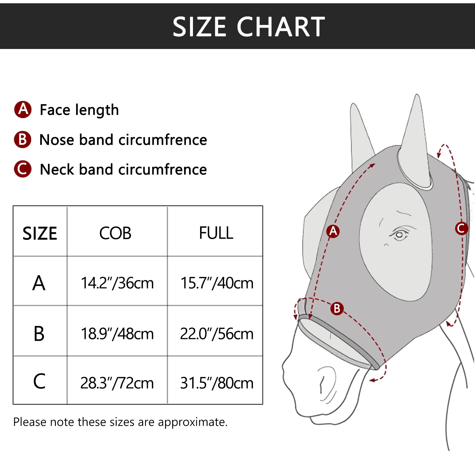 Gallopoff Horse Fly Mask, Fly Masks for Horses with Ears, Super Comfort & Stretchy Fitting Lycra Equine Fly Mask Blue Cob