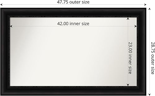 Miniatura 3 de Amanti Art Espejo personalizado, espejo de baño negro salón, espejo de pared o espejo de tocador de baño sobre fregadero (28.75 x 47.75 pulgadas),