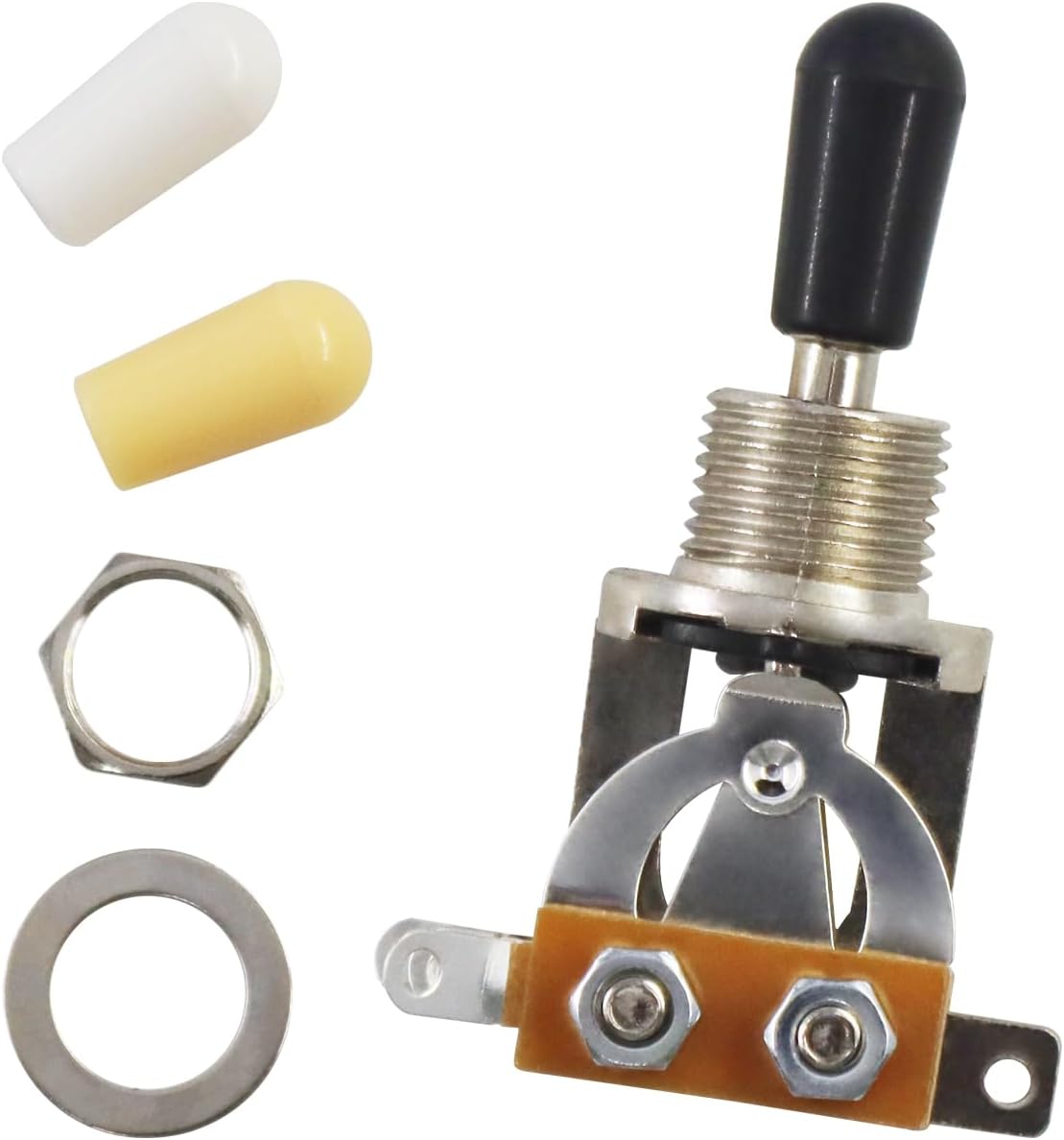 3 Way Toggle Switch Pickup Selector Switch with Brass Head and Chrome Knobs with Three Knob Caps Electric Guitar