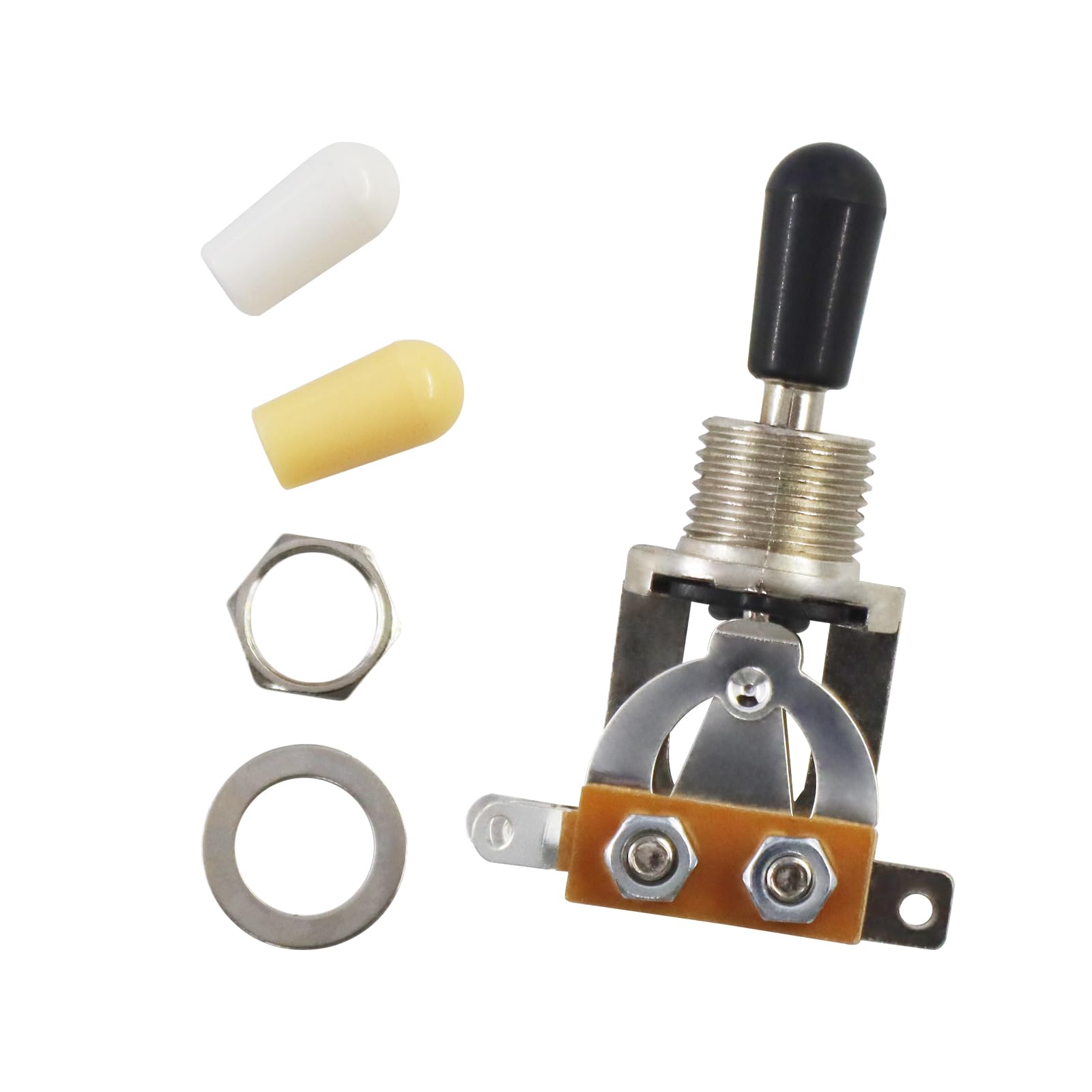 3 Way Toggle Switch Pickup Selector Switch with Brass Head and Chrome Knobs with Three Knob Caps Electric Guitar