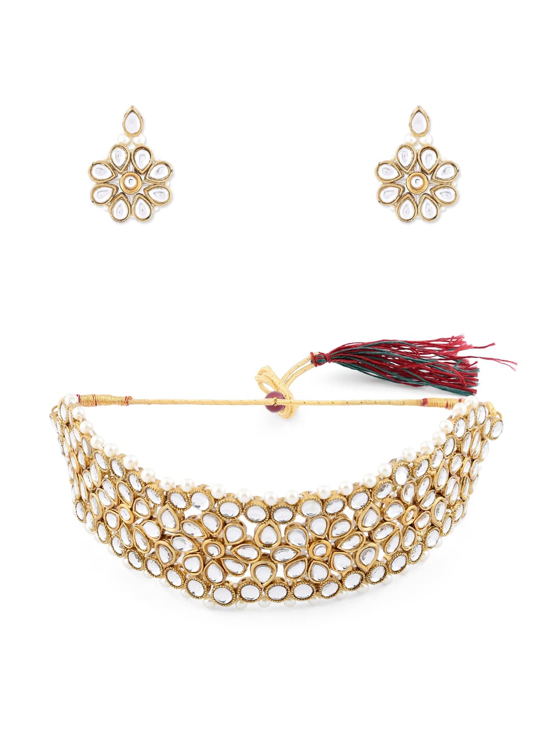 See full amazon price history chart for ZAVERI PEARLS Antique Gold Tone Mesmerising Kundan Choker Necklace Set For Women-ZPFK8926 ZAVERI PEARLS Antique Gold Tone Mesmerising Kundan Choker Necklace Set For Women-ZPFK8926 (B07XB64PPG) Amazon Price History, Amazon Price Tracker