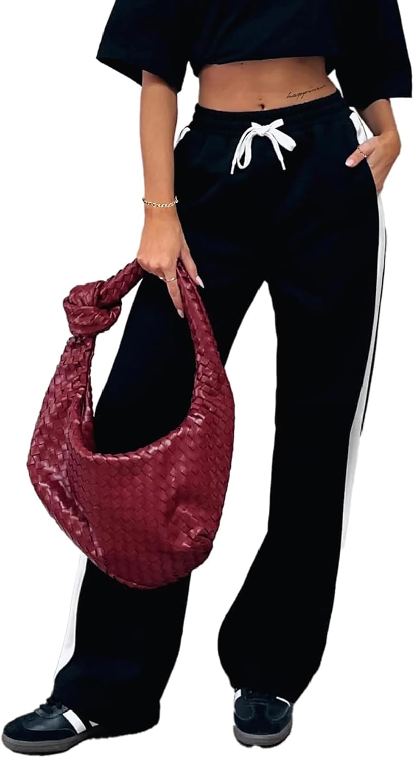 SOFIA'S CHOICE Women's Drawstring Sweatpants Low Waist Wide Leg Pants with Pockets - Image 5