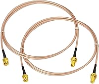 Vista 7 de Bingfu Cable de extensión de antena WiFi (paquete de 2) RP-SMA macho en ángulo recto a RP-SMA montaje de mamparo hembra RG316 Cale 11.8 in 12