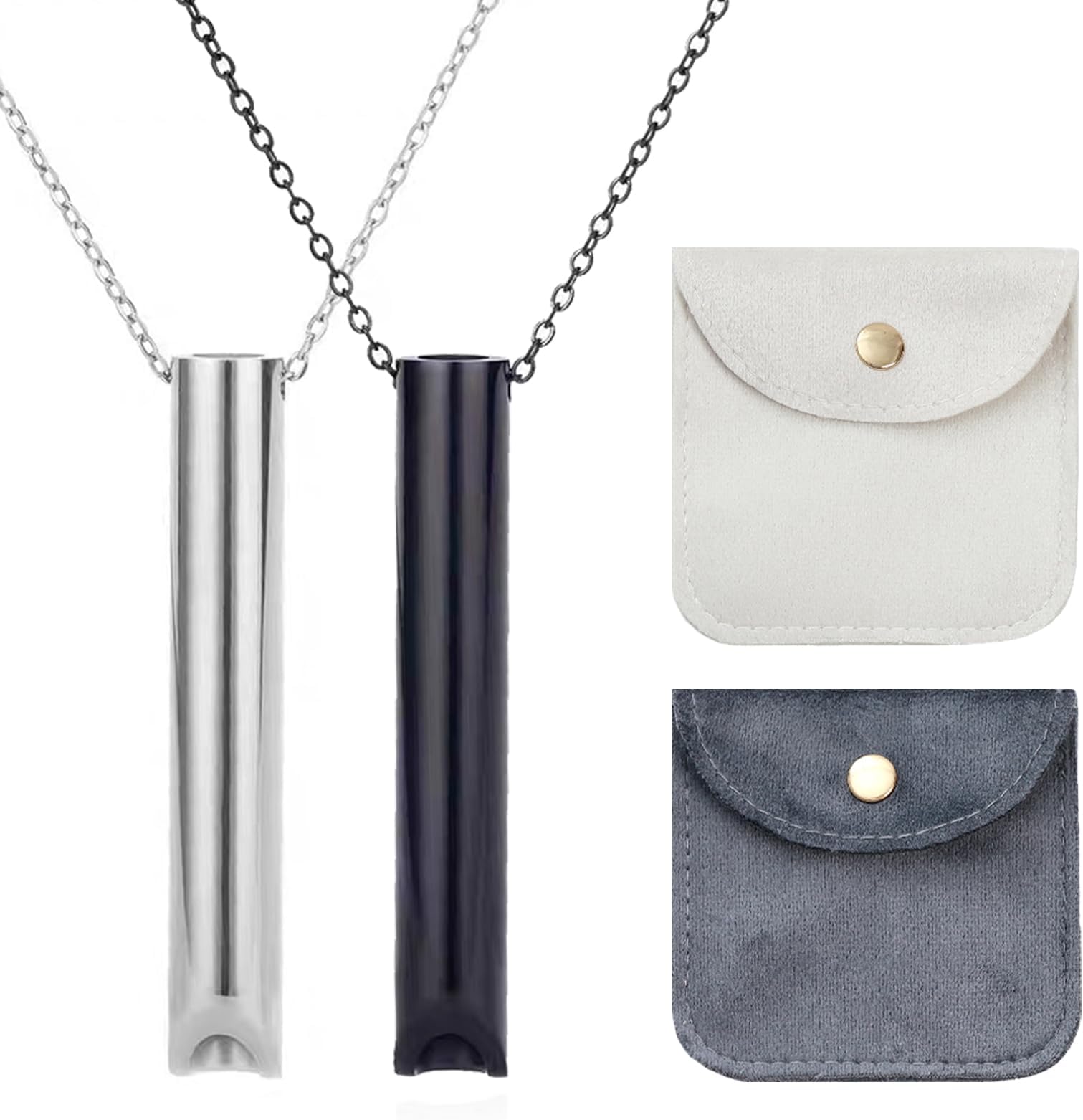 DKDDSSSDKDDSSS 2 PCS Men's Necklace, Whistle Necklace, Breathing Practice Necklace for Women Men