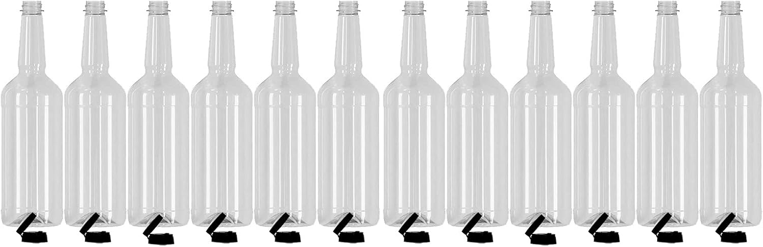 Concession Express Long Neck 32oz Quart Bottles with Flip-Top Caps