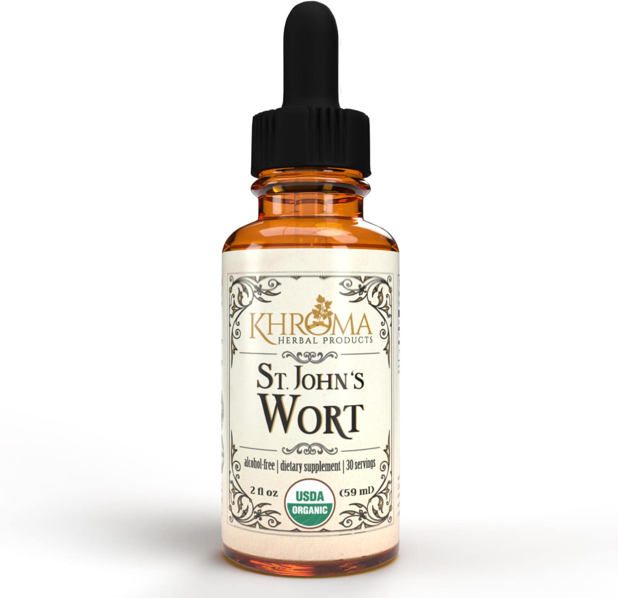 Organic St John's Wort 30 Servings - 800 MG Per Serving - Khroma Herbal Products - 2 FL OZ - Hypericum Perforatum