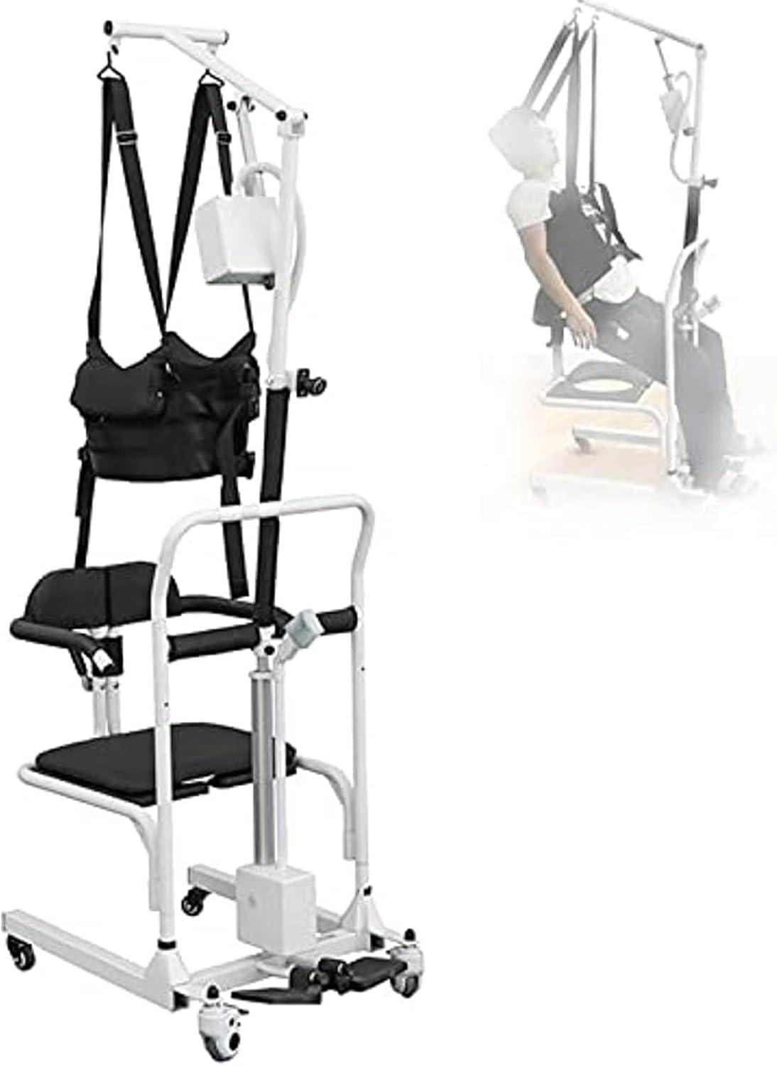 Amazon.co.jp 電気患者リフト車椅子、リフトスリングチェアトイレチェア、多機能高さ調節可能なバストランスファーチェア、180°開閉