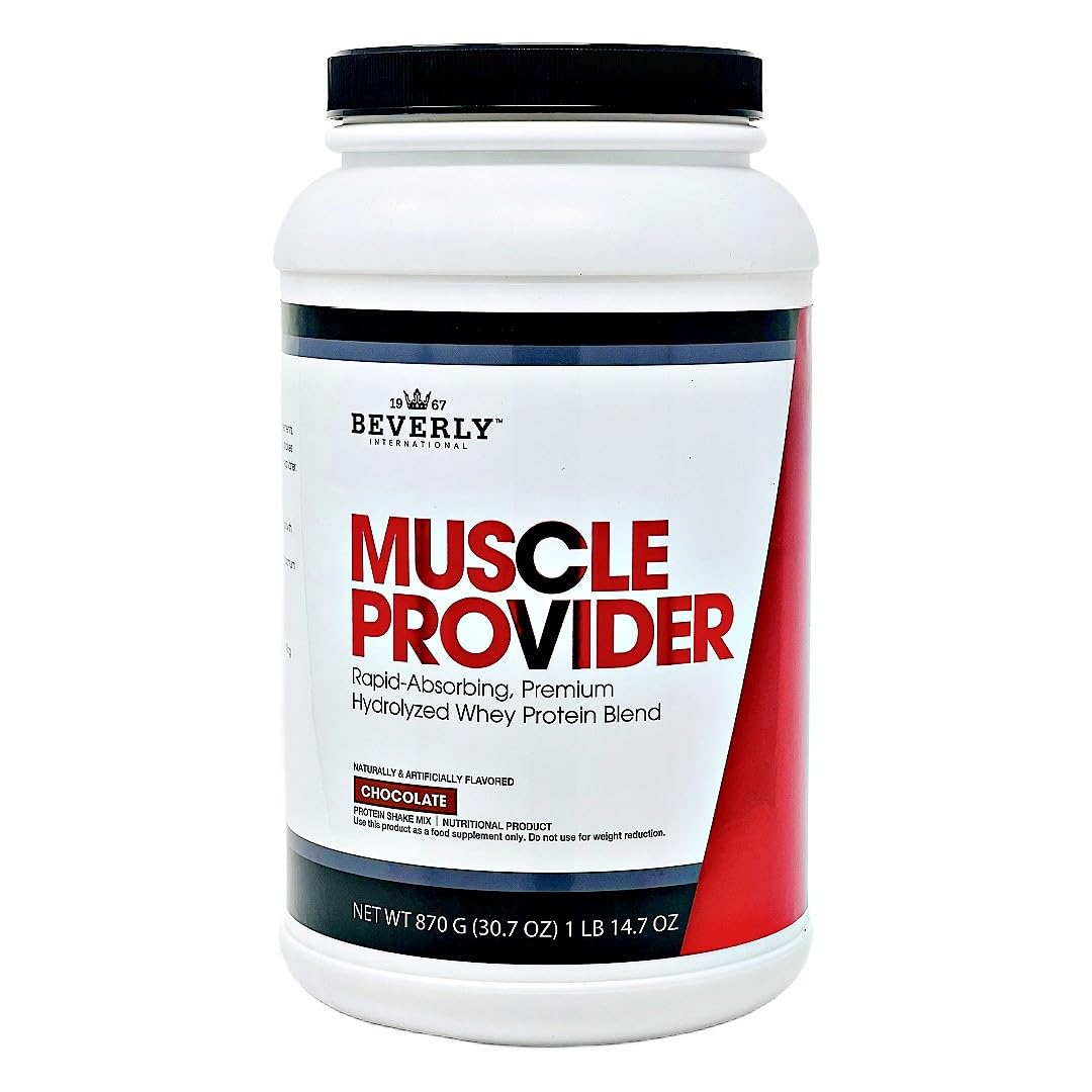 Beverly International Muscle Provider, 30 Servings, Chocolate. Super-Fast-Absorbing Whey Protein Powder for Recovery, Lean Muscle. Fills Your Muscles, not Your Stomach. Tastes Like ice Cream