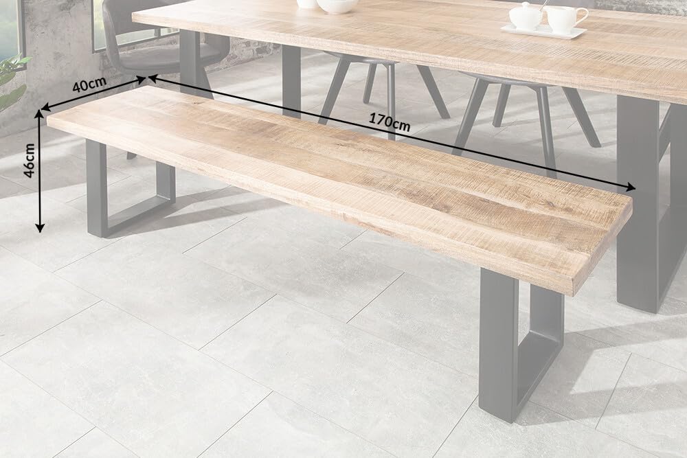 Riess Ambiente Design Sitzbank Iron Craft 170cm Mangoholz Eisen Industrial Design Küchenbank Holzbank Bank
