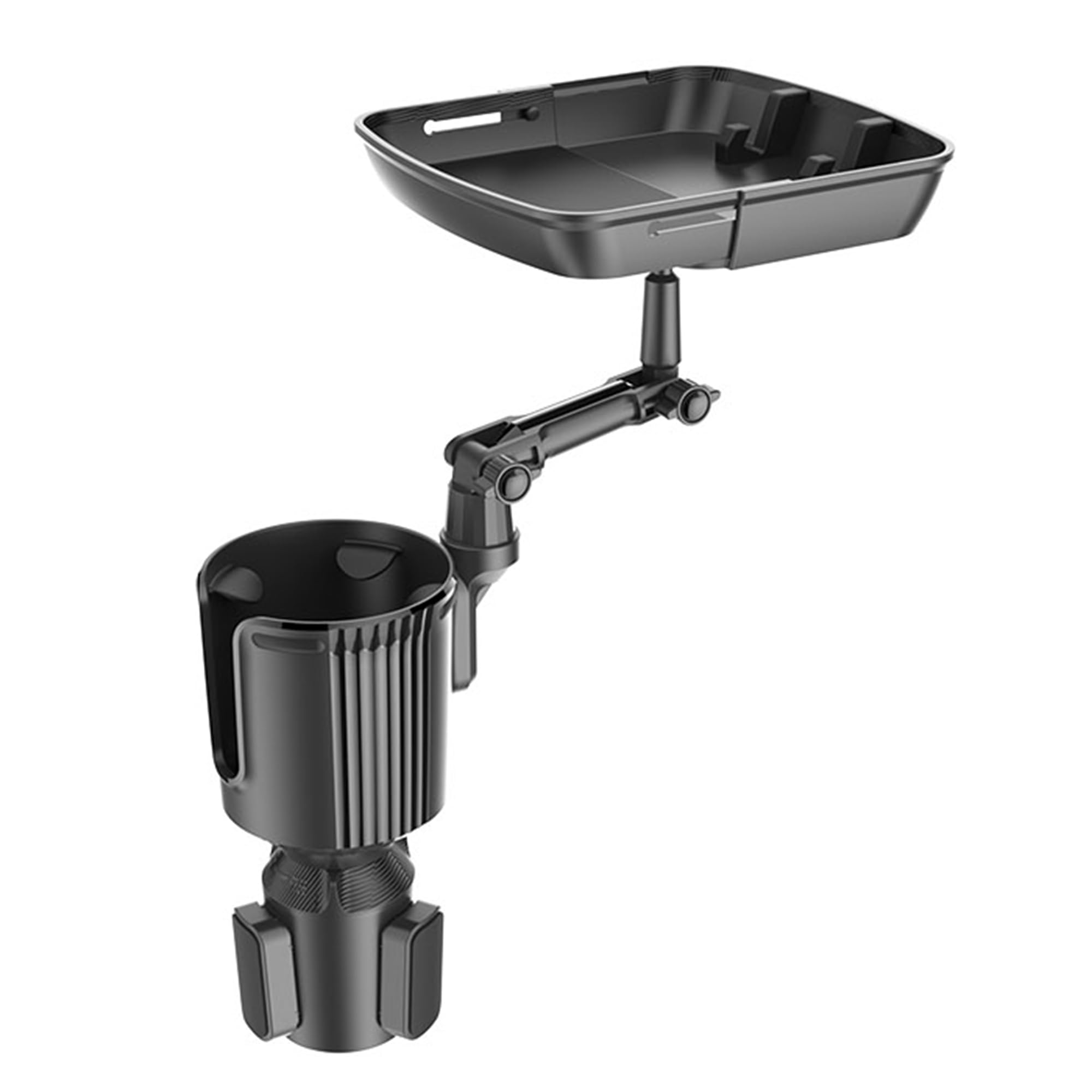 Qihoo Car Cup Holder Tray Car Cup Holder Expander Adapter Car Tray for Eating Expandable Cup Holder for Car Tray Table Swivel Adjustable with Extra Phone Slot Suitable for Most Cars and Trucks Black