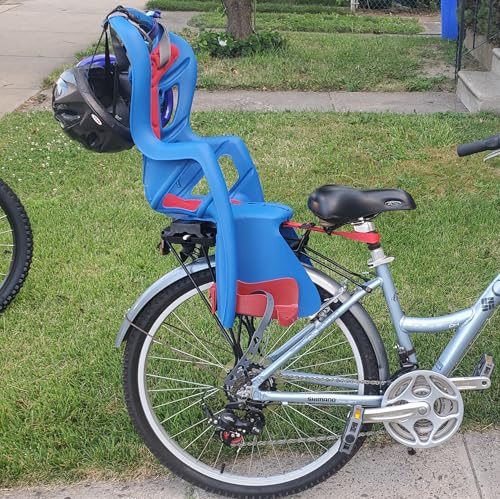 Bellelli Child Bike Seat, Kids Bike Seat Carrier, Child Seat for Bikes, Pepe, Clamp with Rack Mount, Blue, Made in Italy - Thumbnail 6