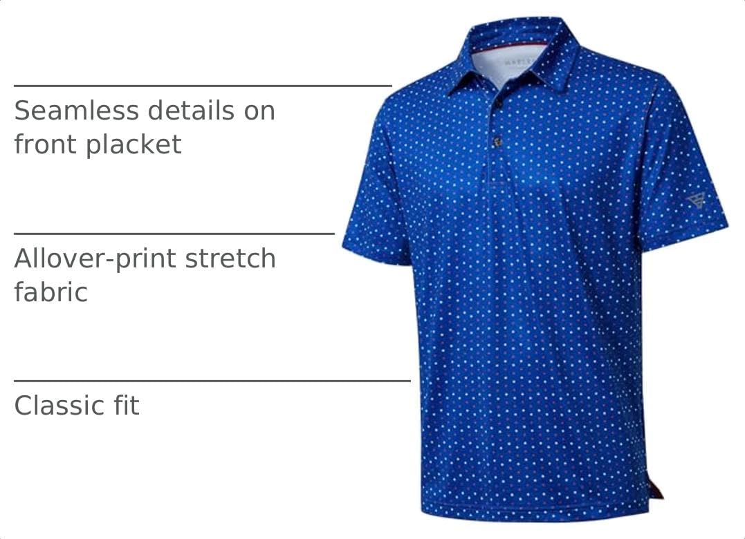 Golf Shirts for en Dry Fit Short Sleeve Print Perforance oisture Wicking Polo Shirt thumbnail