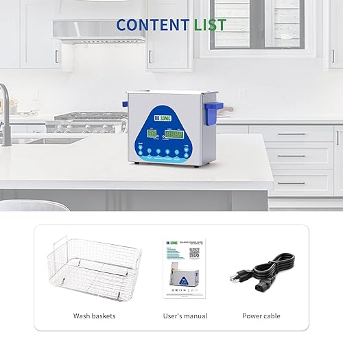Miniatura 8 de DK SONIC Limpiador ultrasónico 3L, 120W profesional ultrasónico limpiador de joyas con calentador y temporizador, control digital y cesta, múltiples
