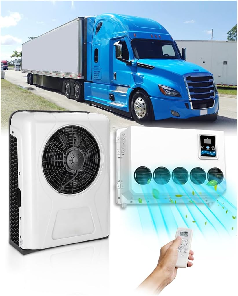 12V Air Conditioner 12000 BTU, 12 Volt DC Air Conditioner for Semi Truck Parking Mini Split AC Unit, Quiet A/C Inverter Cooling for Sleeper Truck, Enclosed Trailer, Tractor, Crane,ATV