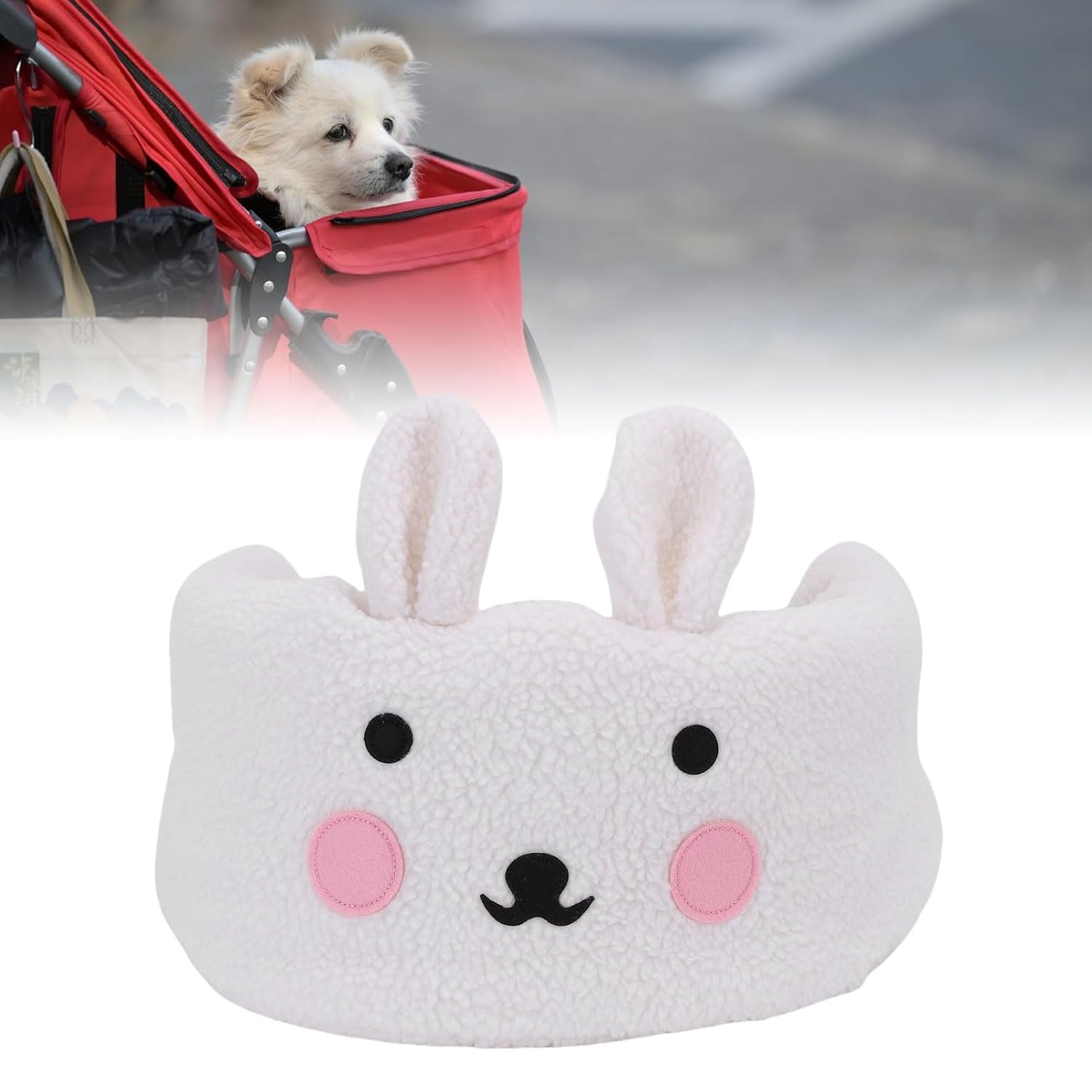 Asixxsix Stroller Cover for Pets, Foldable Magnet Attachment Portable Pet Stroller Mat Protective Effect Soft Fabric Stylish Dog Bed Mat, Pad for Dogs Cats (White)