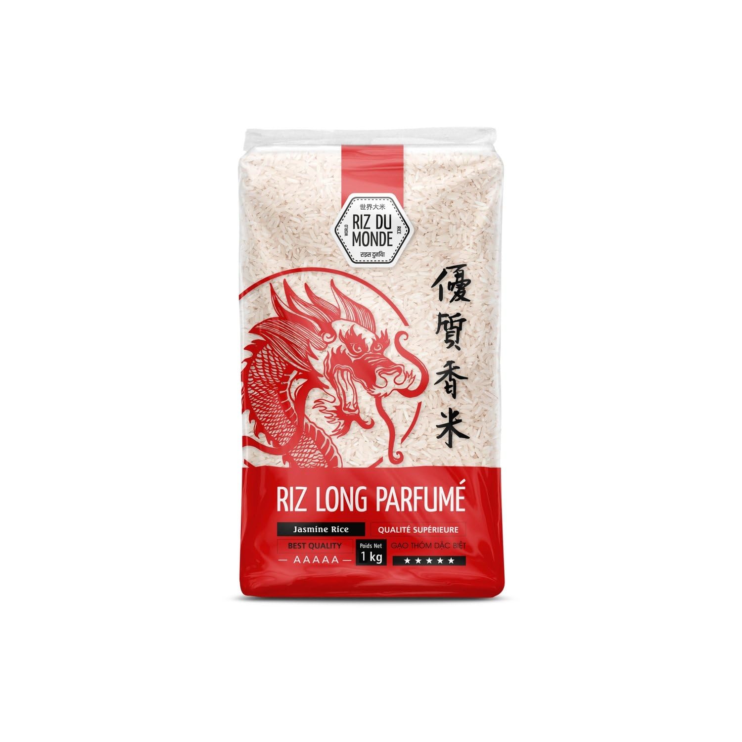 RIZ DU MONDE – Riz Thaï Parfumé, Grain Long et Aromatique pour Plats Savoureux (1 kg) - Le Lot De 4