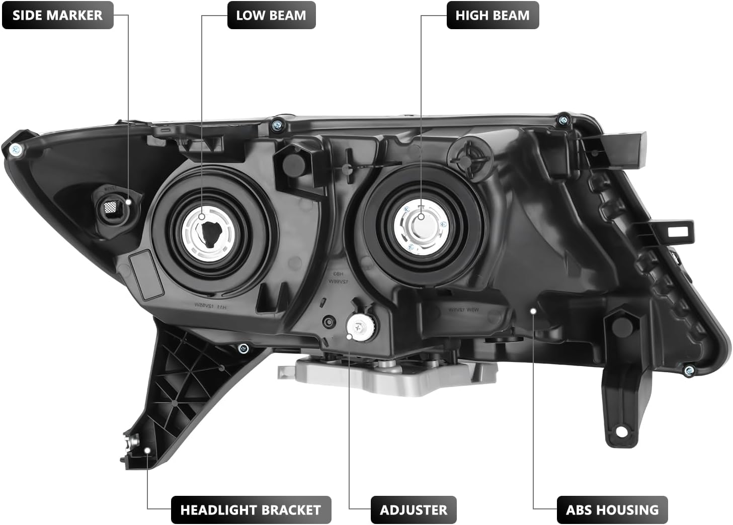 DNA MOTORING Pair of OE Style Headlights Compatible With Nissan Pathfinder 2013-2016, Black/Clear Lens, OEM-HL-0345