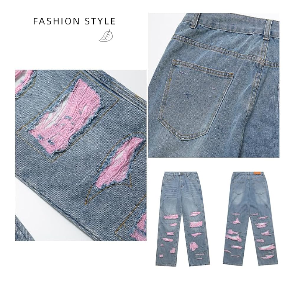 Y2k Jeans Patchwork Jeans for Women Girls, Aesthetic 80s