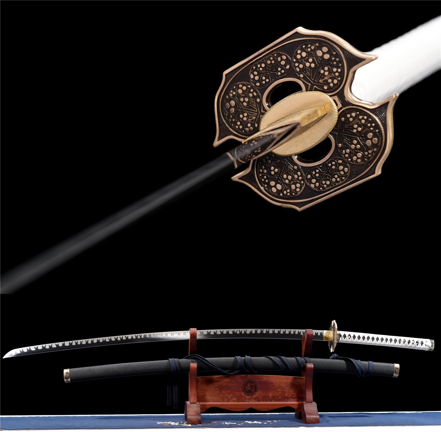 HERO SWORD-Devil May Cry 5 Vergil Anime Cosplay Sword Warrior Yamato Sword/Dante's Rebellion,51inch Nodachi Samurai Sword Real Sharp Long Katana Sword Hand Forged Manganese Steel Black Cool Sword