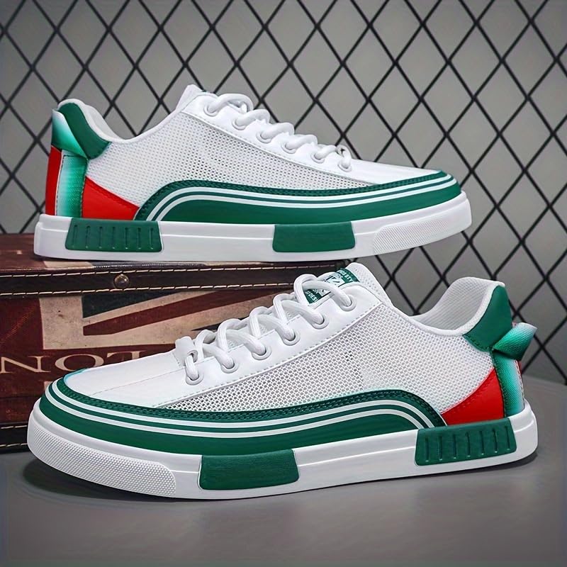 Men's Striped Color Block Skateboard Shoes Lace Up Breathable Outdoor Walking Wandering Street Jogging All Seasons3