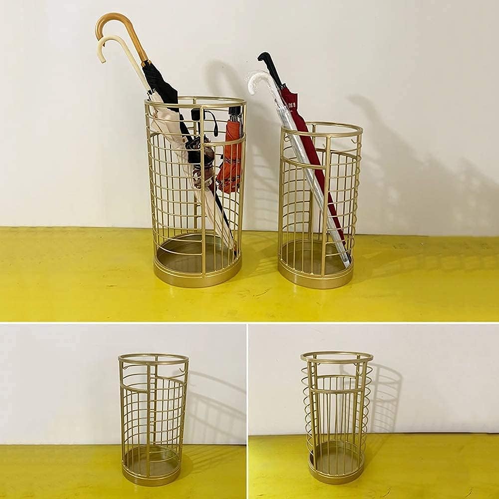 Wrought Iron Umbrella Stand with Hollow Out Design, 25x48cm Umbrella Storage Rack for Home Hotel Entrance, Durable Rustic Umbrella Holder
