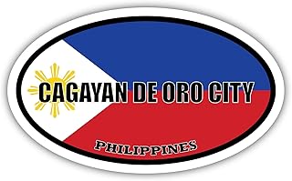 3 Pack 2x3 inches | Cagayan de Oro City Philippines Flag Oval Sticker Construction Toolbox, Hardhat, Lunchbox, Helmet, Mechanic, Luggage