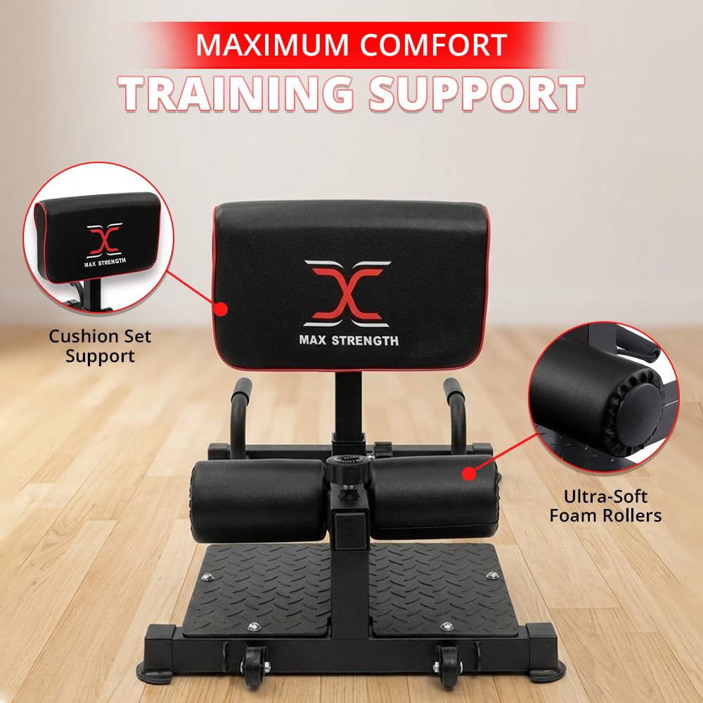 Max Strength Sissy Kniebeugenbank, strapazierfähig, Beinmaschine, Fitness, Fitnessstudio, Unisex, für Unterkörper und Rumpftraining, Trainingsgerät mit Widerstandsbändern