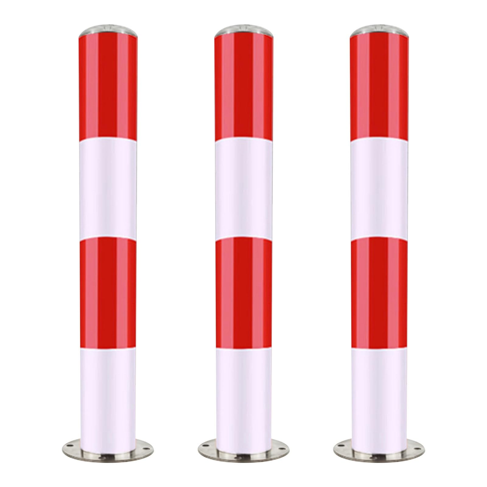 GTHTUHFD Set Of 4 Heavy Duty Black Safety Bollards - Driveway Parking Lot Ber Poles For Traffic Control & Road Safety - 75Cm X 7.6Cm,Red (3pcs)-75 * 7.6cm