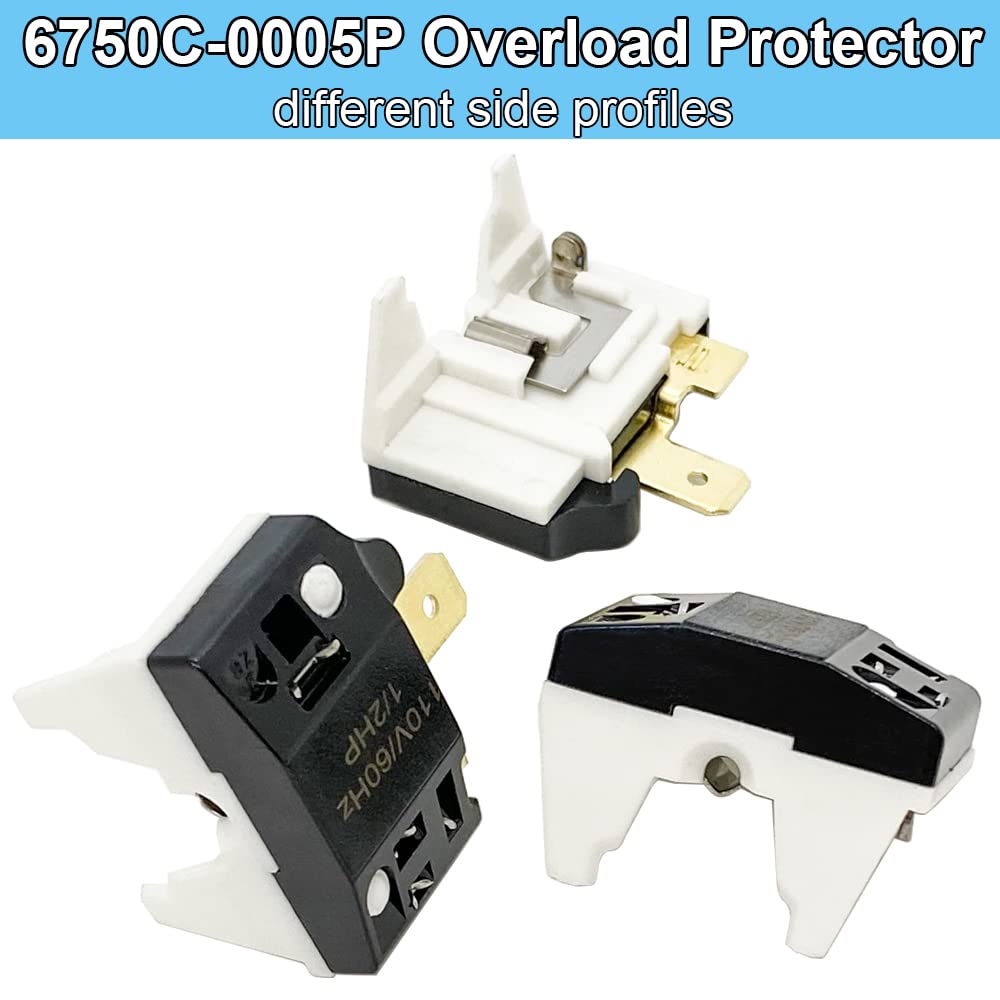 Kit De 2 Relais Démarrage PTC QP2-4.7 Ohm Et 2 Protections Surcharge 6750C Pour Réfrigérateur - Compatible AP4439459, AH3529540 - 12