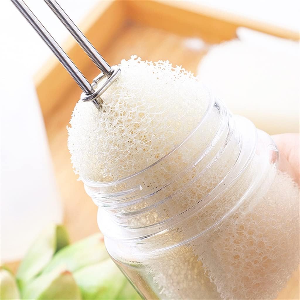 Sponge Bottle Brushes Cup Scrubber Long Stainless Steel Handle Wineglass Cleaner Replaceable Kitchen Cleaning Tools