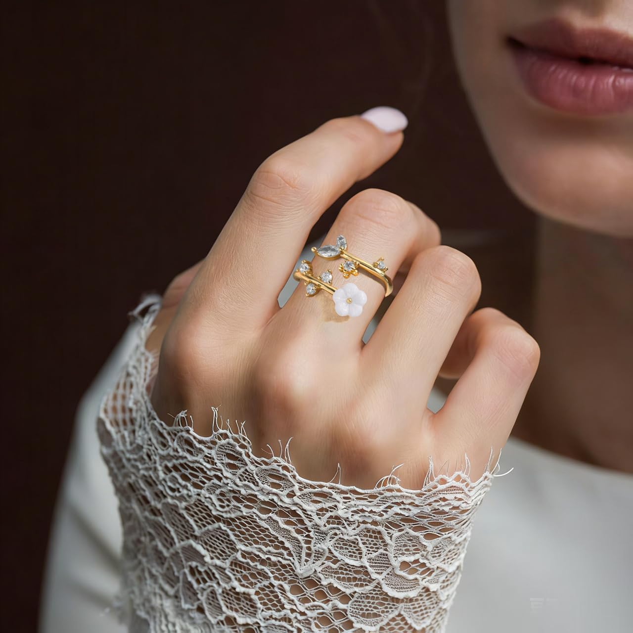 Gold Birthstone Rings for Women Non Tarnish Fashion Stackable Dainty 14KGold PlatedSilver/Rose Adjustable Emerald Green Ring Cubic Zirconia Gemstone Cute Pearl Shell Flower Promise Ring Engagement Birthday Gifts