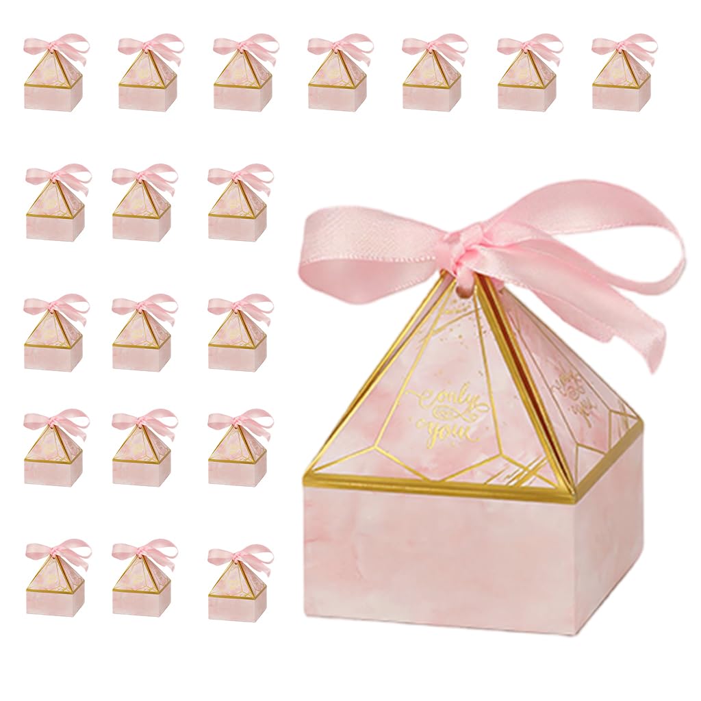 ZIBUYU® 20pcs Pink Gem Tower Birthday Party Favor Boxe with Ribbon-image-10