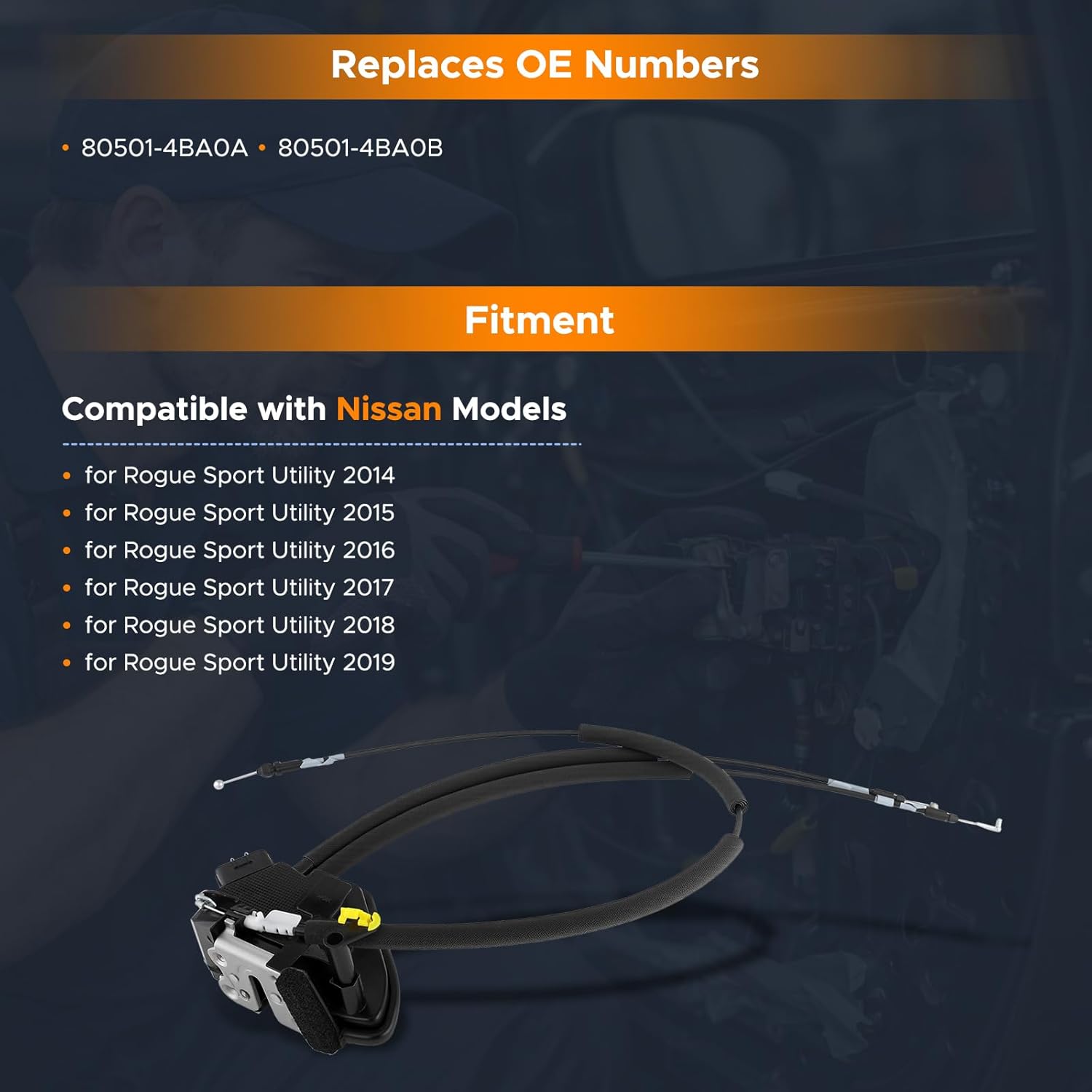 Door Lock Actuator for Nissan Rogue Sport Utility 2014 2015 2016 2017 2018 2019, Front Left Driver Side Door Latch Replace Part# 80501-4BA0A, 80501-4BA0B