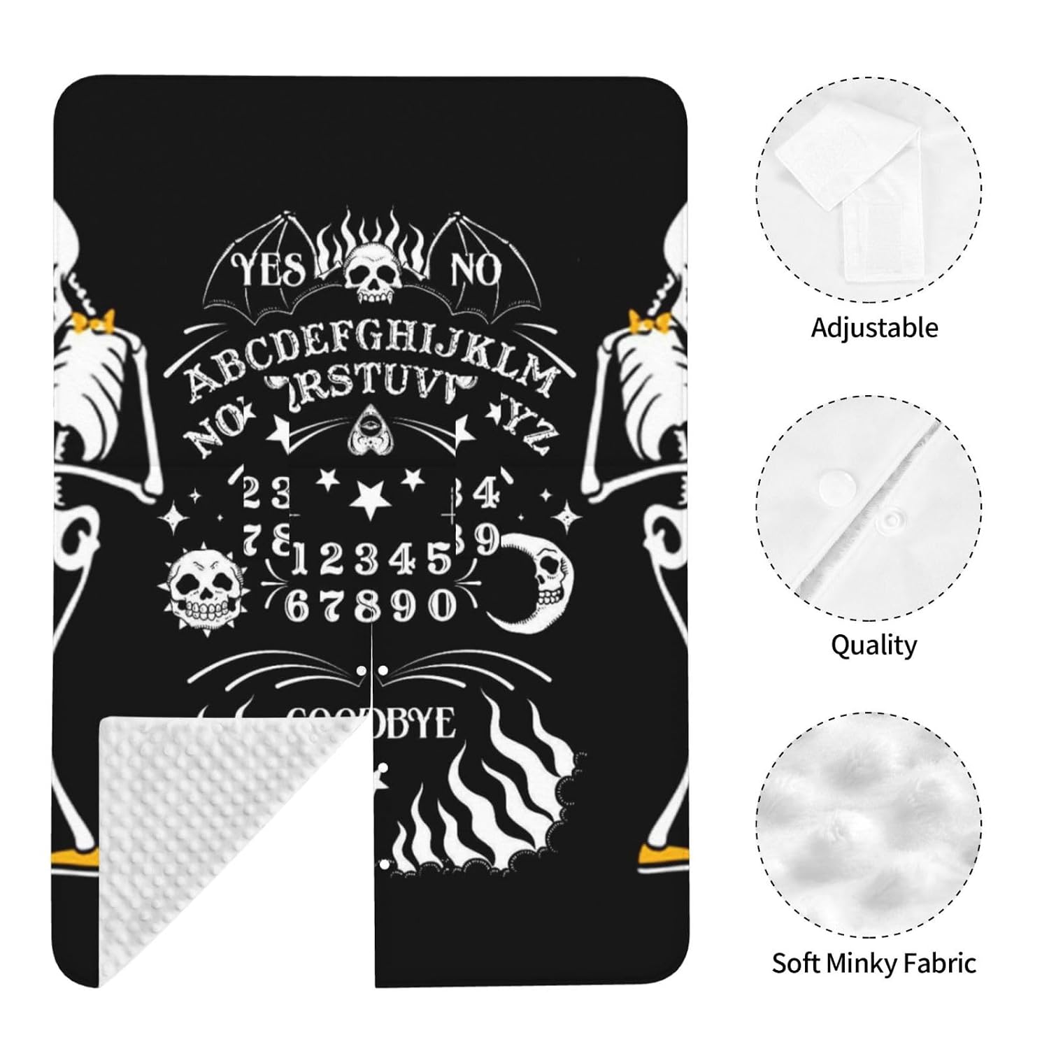 Funny Skeleton Spirit Board Sun Moon Goth Skull Black Baby Car Seat Cover & Breastfeeding Nursing Cover - Breathable Stretch Fabric Multi-Use Nursing Cover for Breastfeeding