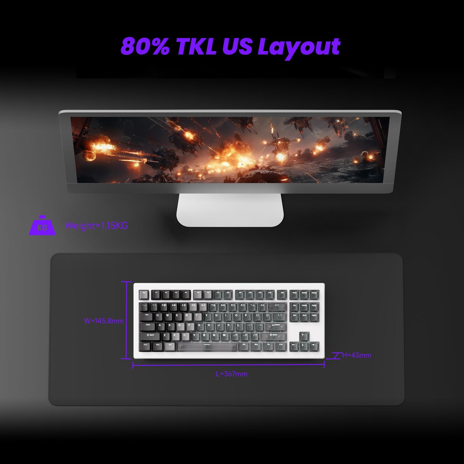 Akko 5087 V3 HE klawiatura gamingowa TKL 80% Rapid Trigger 8000 Hz RT 0,005
