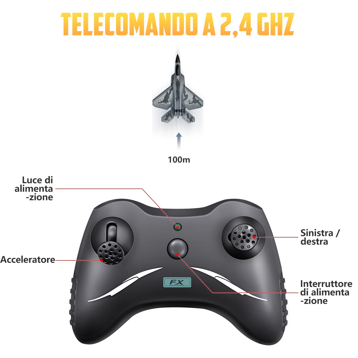 HAWK'S WORK 2CH F-22 Aliante RC, Facile per Bambini & Principianti | 2,4GHz anti-interferenza, volo stabile, schiuma antiurto, RTF per principianti, pronto al volo