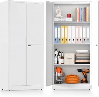 Aktenschrank, Abschließbarer Metallschrank, Mehrzweckschrank mit Kombinationsschloss, Werkzeugschrank, Verstellbare Regale, Garage, Abstellraum,Büro, Wohnzimmer, 90cm x 80cm x 40 cm, Schwarz