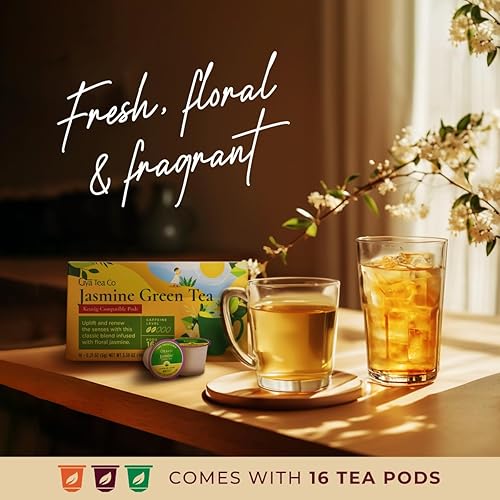 Miniatura 38 de Gya Tea Co Cápsulas de té negro melocotón (16 unidades) - Té caliente o helado con alto contenido de cafeína y dulce afrutado para comenzar tu día