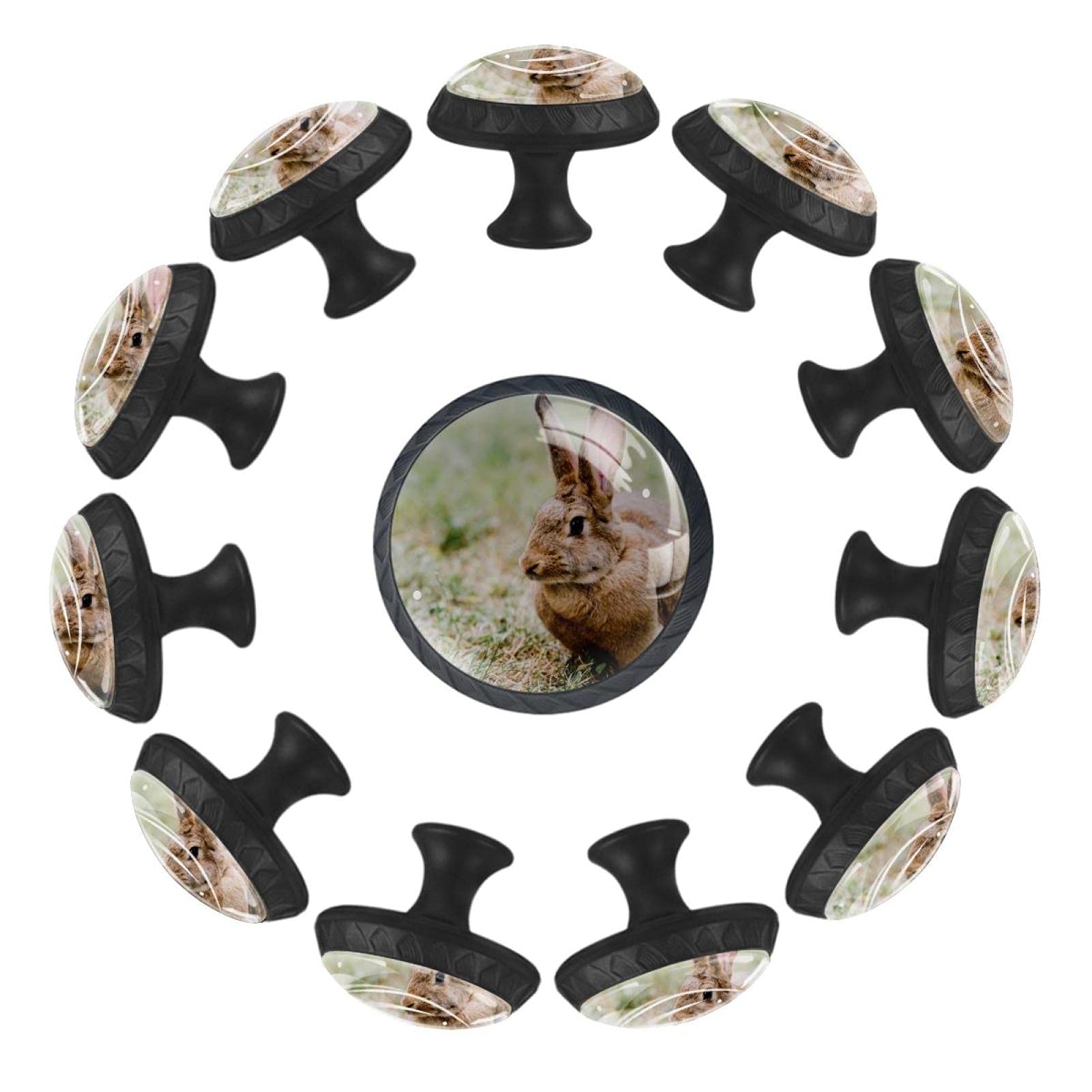 Boutons de tiroir lapin marron 35mm commode table de chevet chambre bébé lot de 12