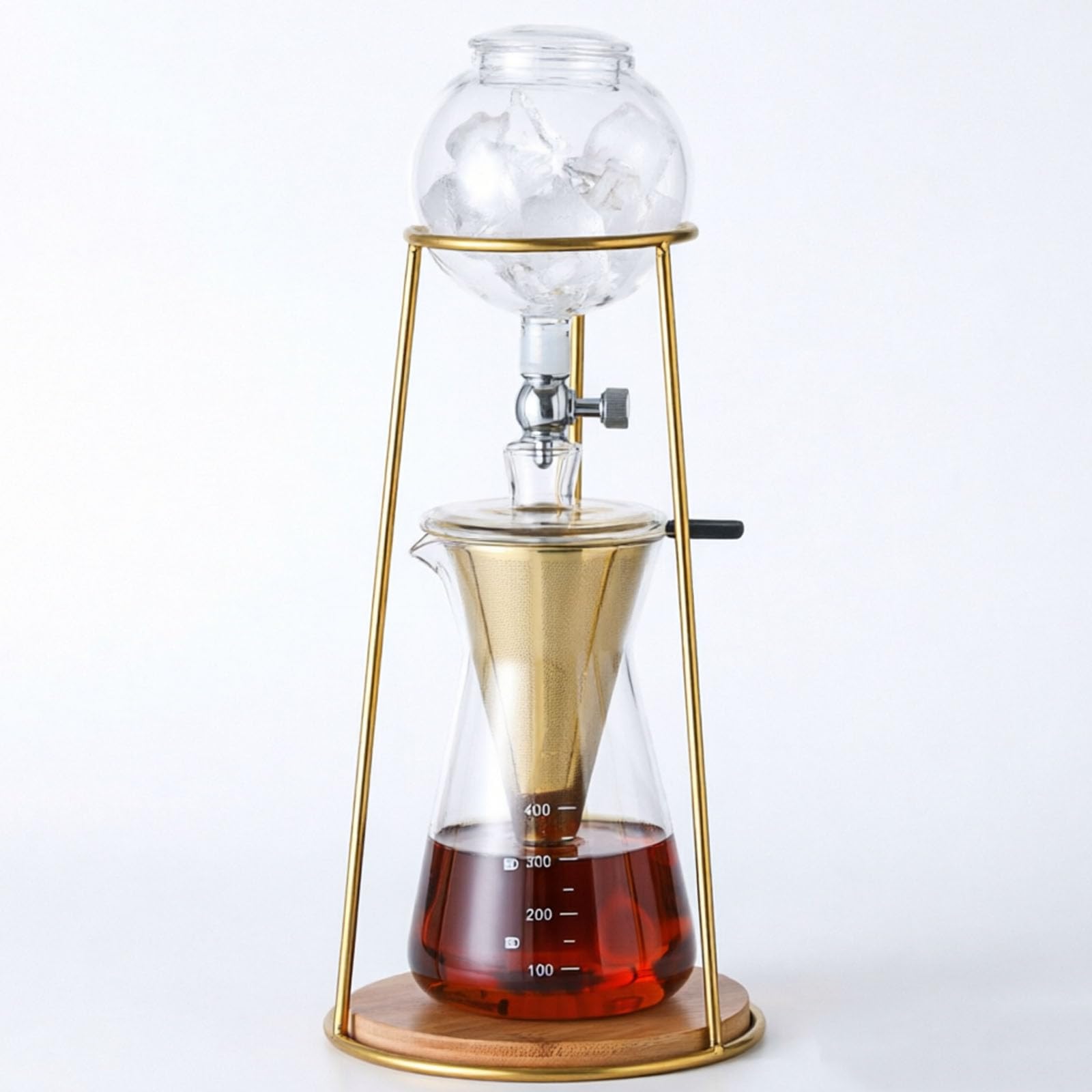 VILA SMO 400ml Cold Brew Drip Coffee Maker, Cold Brew Drip Tower With Filter Paper, Slow Drip Extraction System, V-shaped Spout, Borosilicate Glass Pot, Adjustable Valve, For Home, Office, Cafe