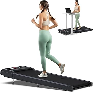 COZYINN Walking Pad Treadmill with 10% Incline, Under Desk Treadmills for Home Office, Portable Small Walking Pad with Mute Remote Control, 265 lbs Capacity, 2.5HP, Work with KINOMAP Apple Health