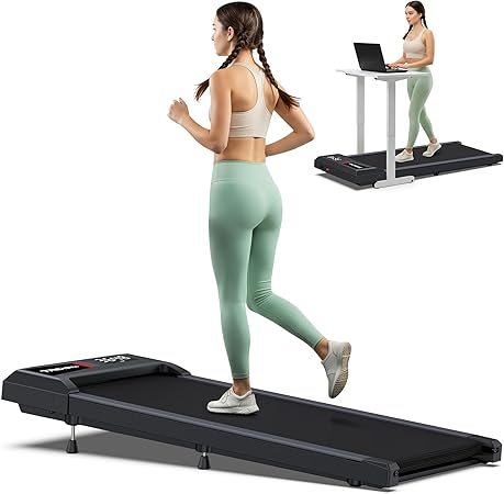 COZYINN Walking Pad Treadmill with 10% Incline, Under Desk Treadmills for Home Office, Portable Small Walking Pad with Mute Remote Control, 265 lbs Capacity, 2.5HP, Work with KINOMAP Apple Health