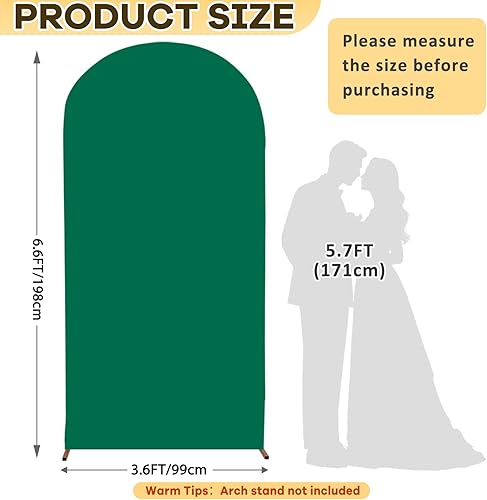 Miniatura 2 de Funda de arco de boda, color verde cazador, 3.3 x 6.6 pies, de elastano, elástica, para arco de fondo, cubierta de telón de fondo de tela para